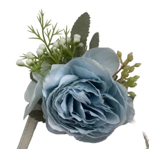 Large View Corsage -  Peony Rose - Blue