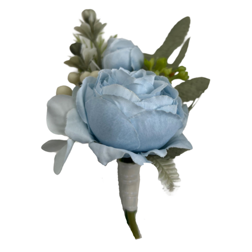 Large View Buttonhole Peony Rose - Blue