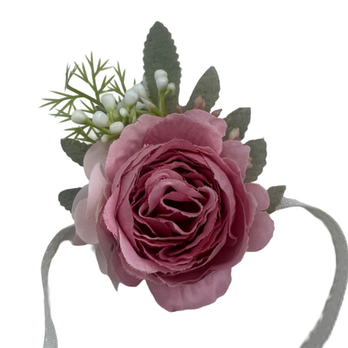 Large View Corsage -  Peony Rose - Dusty Rose