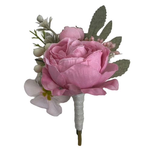 Large View Buttonhole Peony Rose - Dusty Rose