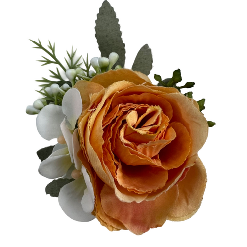 Large View Corsage -  Peony Rose - Yellow/Orange