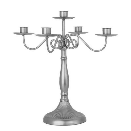 Large View 5 Arm 30cm Silver Candelabra