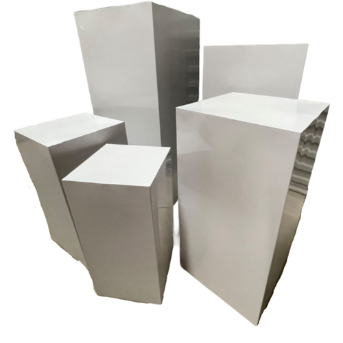 Large View Factory Seconds - Set of 5 - White Square Plinths Wedding Pedestal