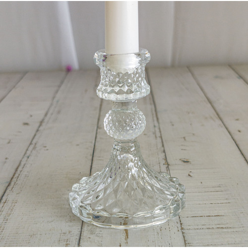 Large View Clear - Crystal Look Glass Taper/Dinner Candlestick  Holder - Style 1