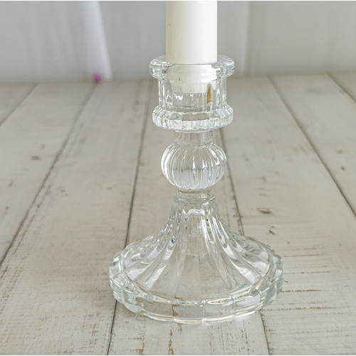 Large View Clear - Crystal Look Glass Taper/Dinner Candlestick  Holder - Style 2