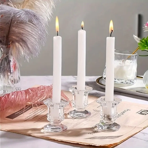 Large View 6 pc set - Glass Taper/Dinner Candle Holder