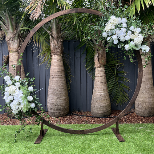 Large View 2.5 m Circle Timber Wedding Arch (Round Wooden)