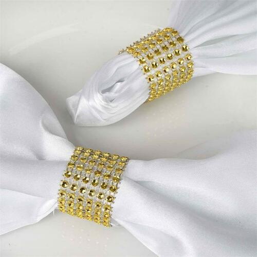 Large View 10pk Napkin Rings - Gold Mesh Design