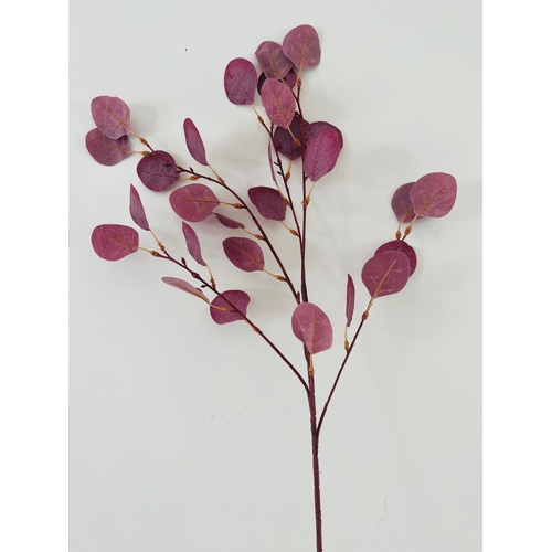 Large View 90cm Plum/Burgundy Native Eucalyptus Leaf Bunch (Silver Dollar)