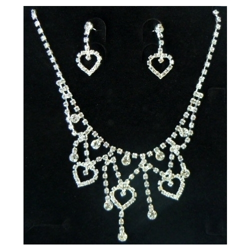 Large View CLEARANCE Necklace & Earring Wedding Set 401 - Rhinestone