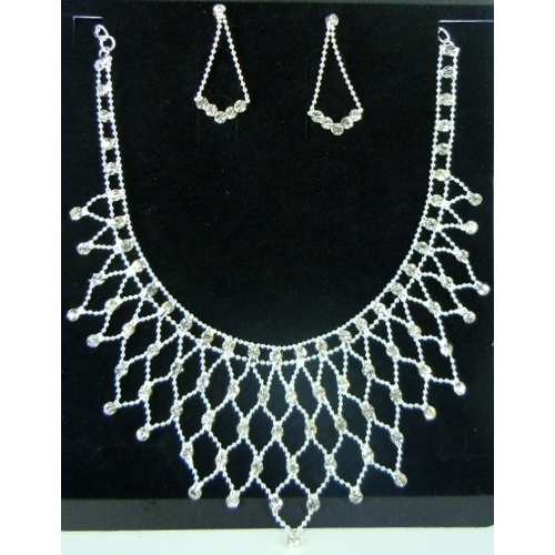 Large View CLEARANCE Necklace & Earring Wedding Set 404 - Rhinestone