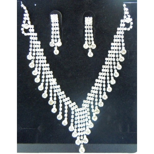 Large View CLEARANCE Necklace & Earring Wedding Set 407 - Rhinestone