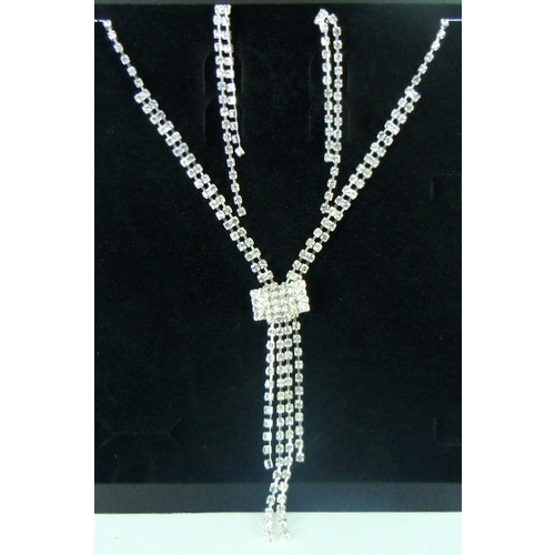 Large View CLEARANCE Necklace & Earring Wedding Set 412 - Rhinestone