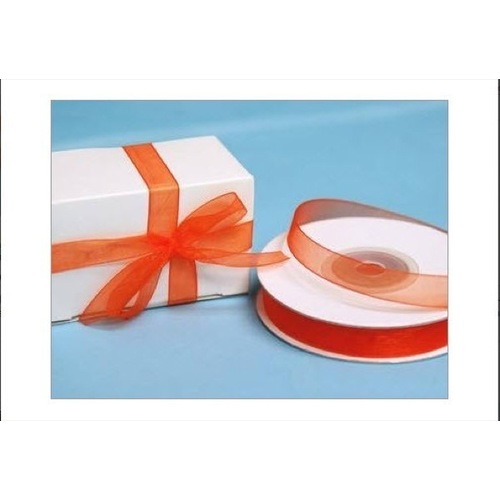 Large View 3/8 inch Organza Ribbon - Orange 