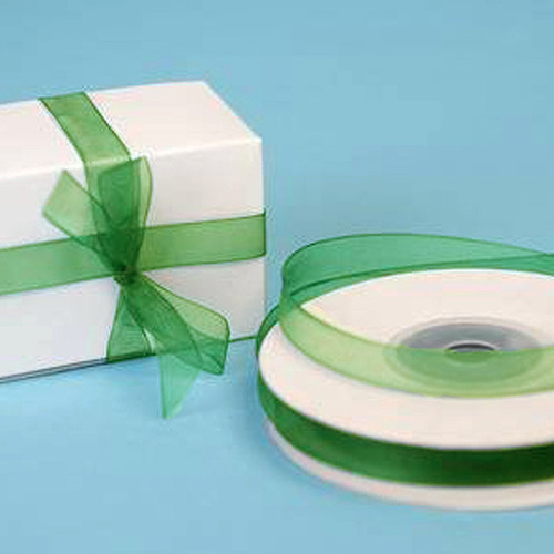 Large View 3/8 inch Organza Ribbon - Jungle Green