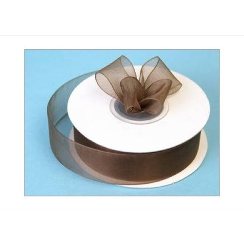 Large View 7/8 inch Organza Ribbon - Chocolate D