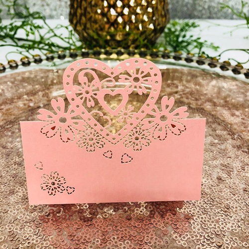 Large View 20pk Pink Heart Place Cards