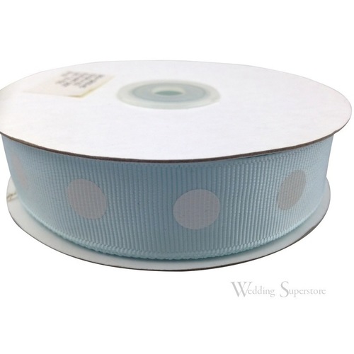 Large View 7/8 inch Polka Dot Ribbon - 25yds - Baby Blue