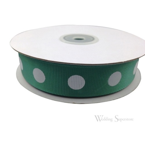 Large View 7/8 inch Polka Dot Ribbon - 25yds - Hunter