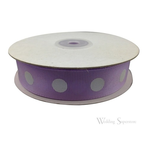 Large View 7/8 inch Polka Dot Ribbon - 25yds - Lavender