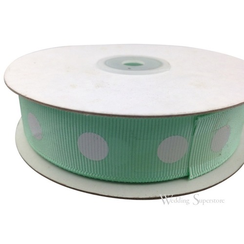 Large View 7/8 inch Polka Dot Ribbon - 25yds - Mint