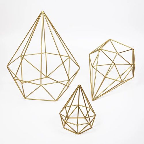 Large View 3pc Set - Geometric Prism - Metalic Gold