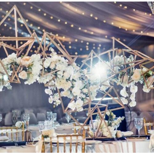 Large View 3pc Set - Triangles Centrepiece/Hanging Ceiling Decor - Gold
