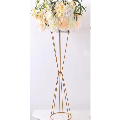 Large View 100cm Geometric Flower Stand Centrepiece - Gold