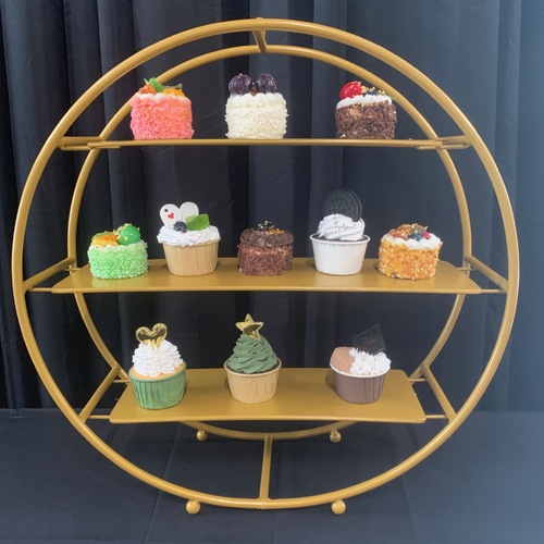 Large View 3 Tier Gold -  Hightea Cupcake Slice  Stand 