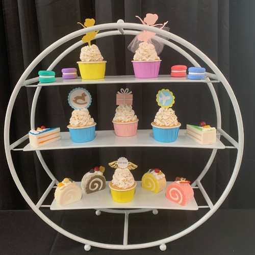 Large View 3 Tier White -  Hightea Cupcake Slice  Stand