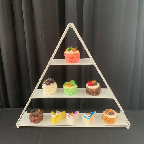 Large View 3 Tier White Triangle -  Hightea Cupcake Slice Stand