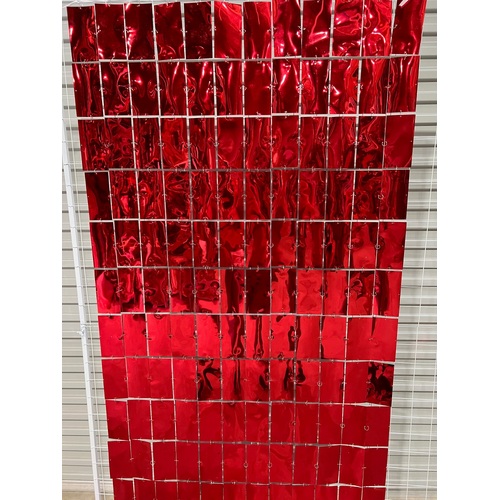 Large View 1x2m - Red - High Quality Mirror Curtain/Sequin Panel