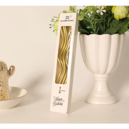 Large View 6pk Metallic Gold Twisty Candles Birthday Cake Candles