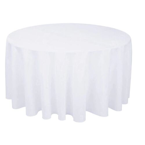 Large View 215cm White Plastic Party Tablecloth - Round