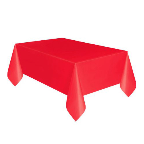 Large View 137x275cm Red Plastic Party Tablecloth