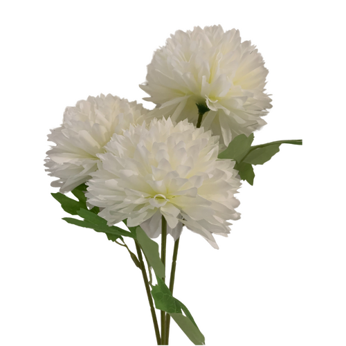 Large View 65cm 3 Head Chrysanthemum - White