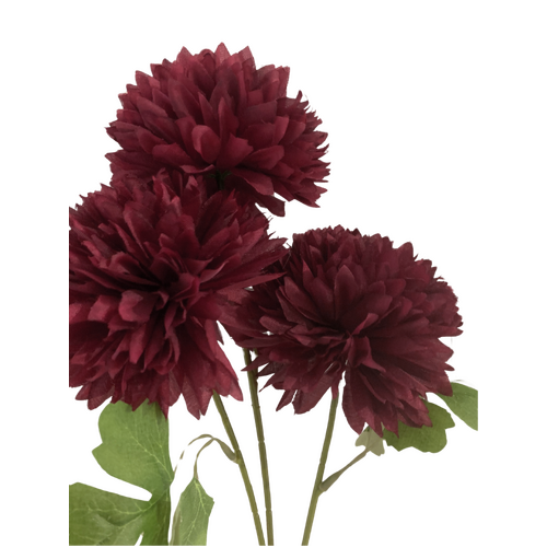 Large View 65cm 3 Head Chrysanthemum - Burgundy