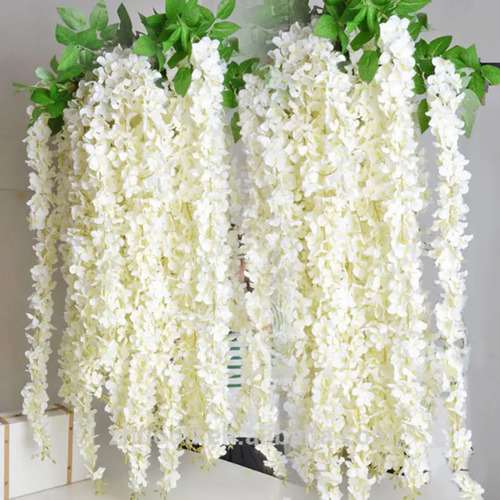 Large View  110cm - 3 Stem White/Cream Wisteria Branch