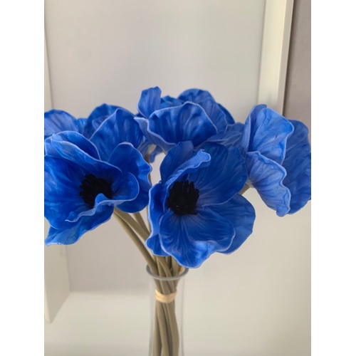 Large View 10pcs Poppy Stem - Blue