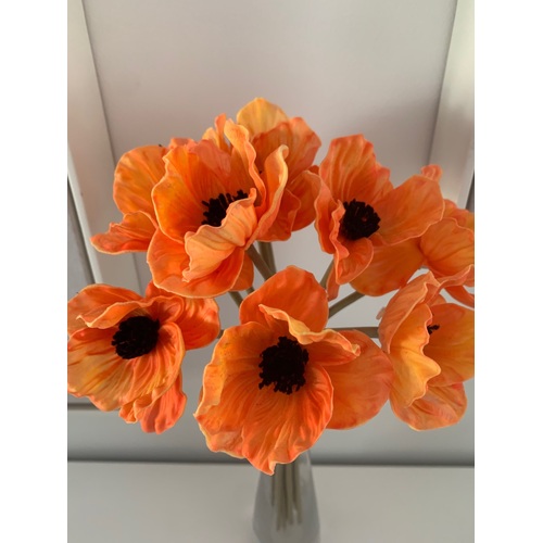 Large View 10pcs Poppy Stem - Orange