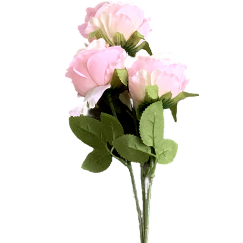 Large View 65cm - 3 Head Rose Flower Stem - Pink