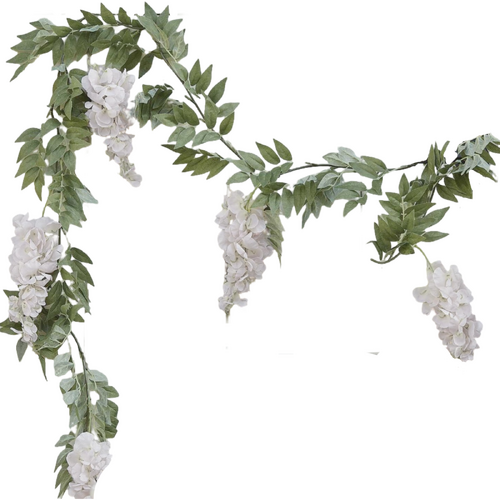 Large View 150cm White  Deluxe Wisteria Flower Garland - 5 Heads