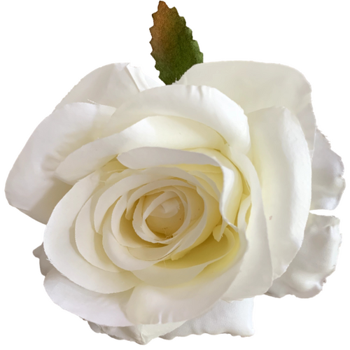 Large View 9cm Rose Flower Head - White/Cream