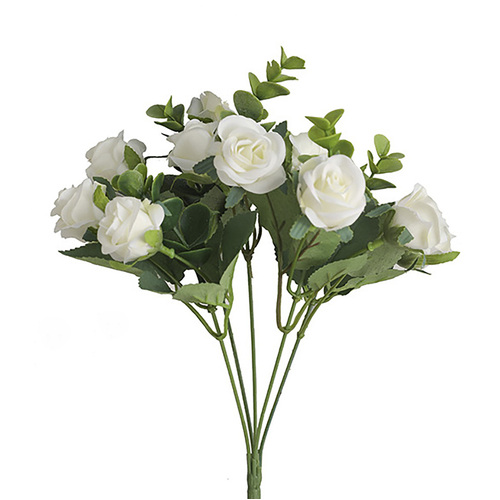 Large View 11 Head Mini Rose Filler Bunch - White