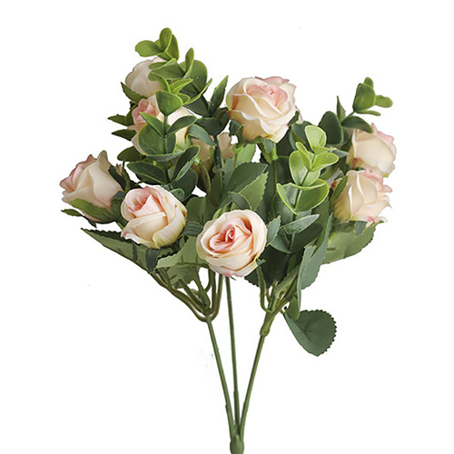 Large View 11 Head Mini Rose Filler Bunch - Champagne Pink