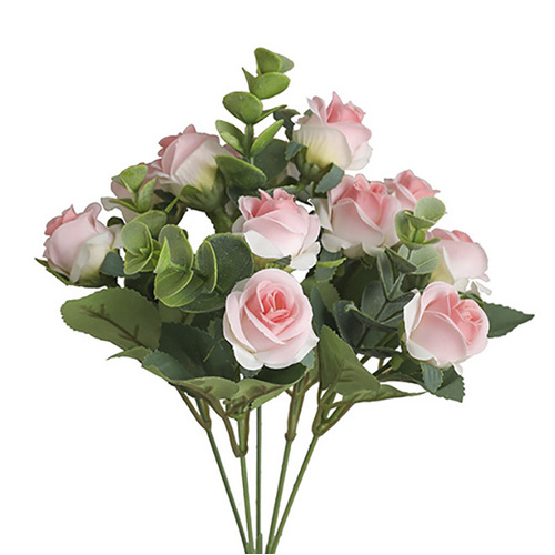 Large View 11 Head Mini Rose Filler Bunch - Pink