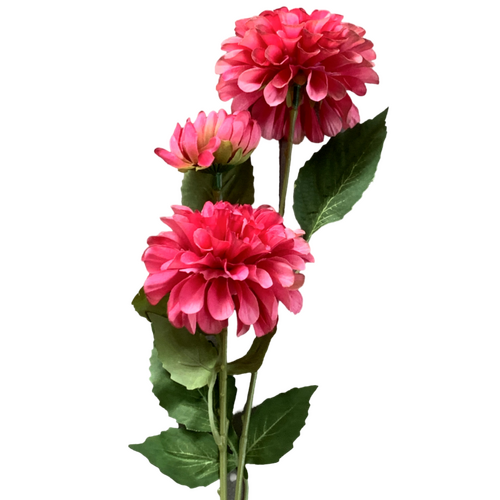 Large View 75cm - 3 Head Dahlia Flower Stem - Fushia