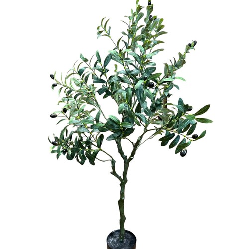 Large View 120cm Artificial Olive Tree W/ Fruit - Potted