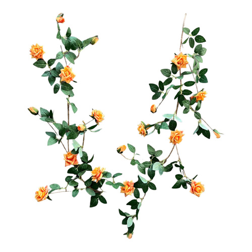 Large View 2pc Set - 1.7m Deluxe Rose Garland - Orange