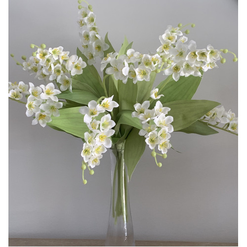 Large View 40cm Artificial Lily of the Valley Single Stem (White)